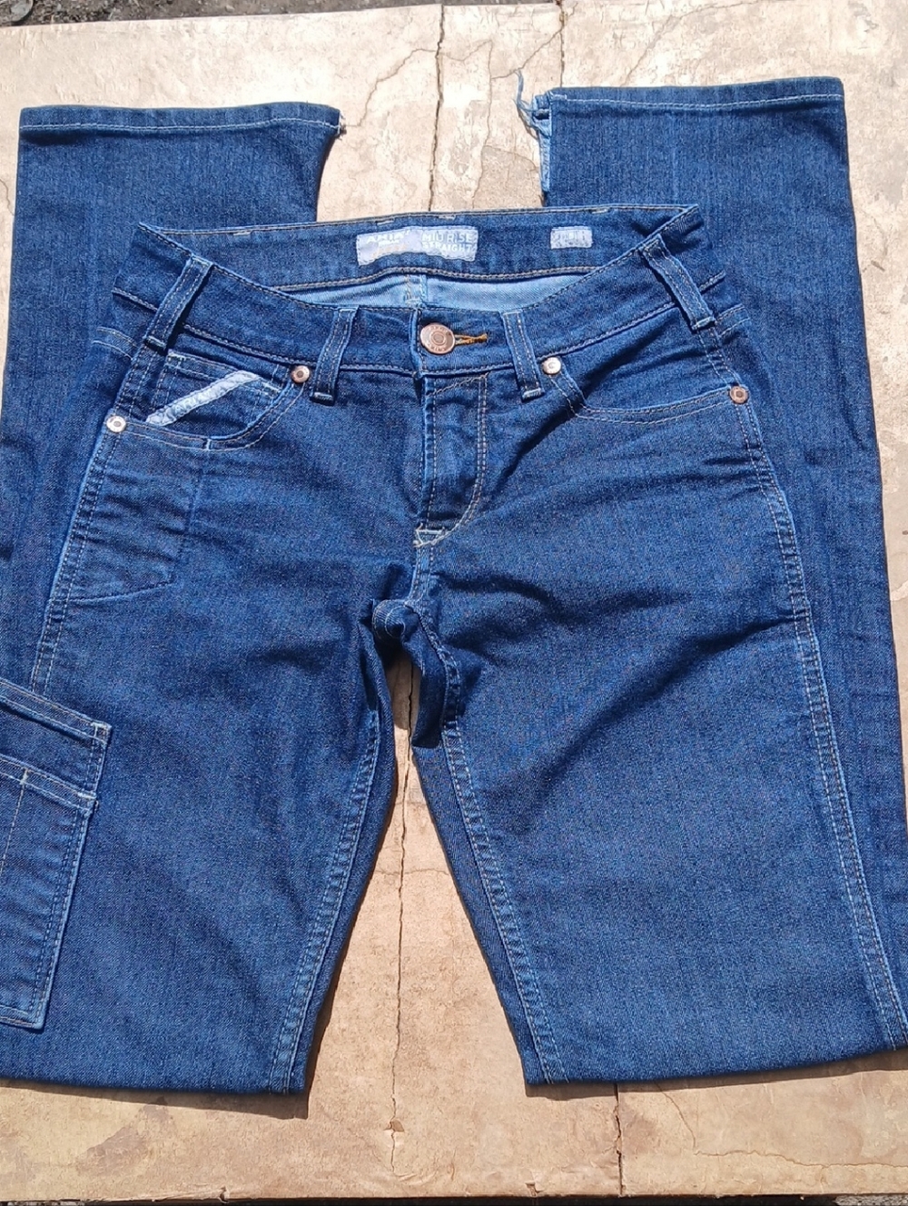 Ariat Rebar Mid Rise Straight Slim Skinny Dark Blue Women's Jeans 25L - Picture 1 of 5